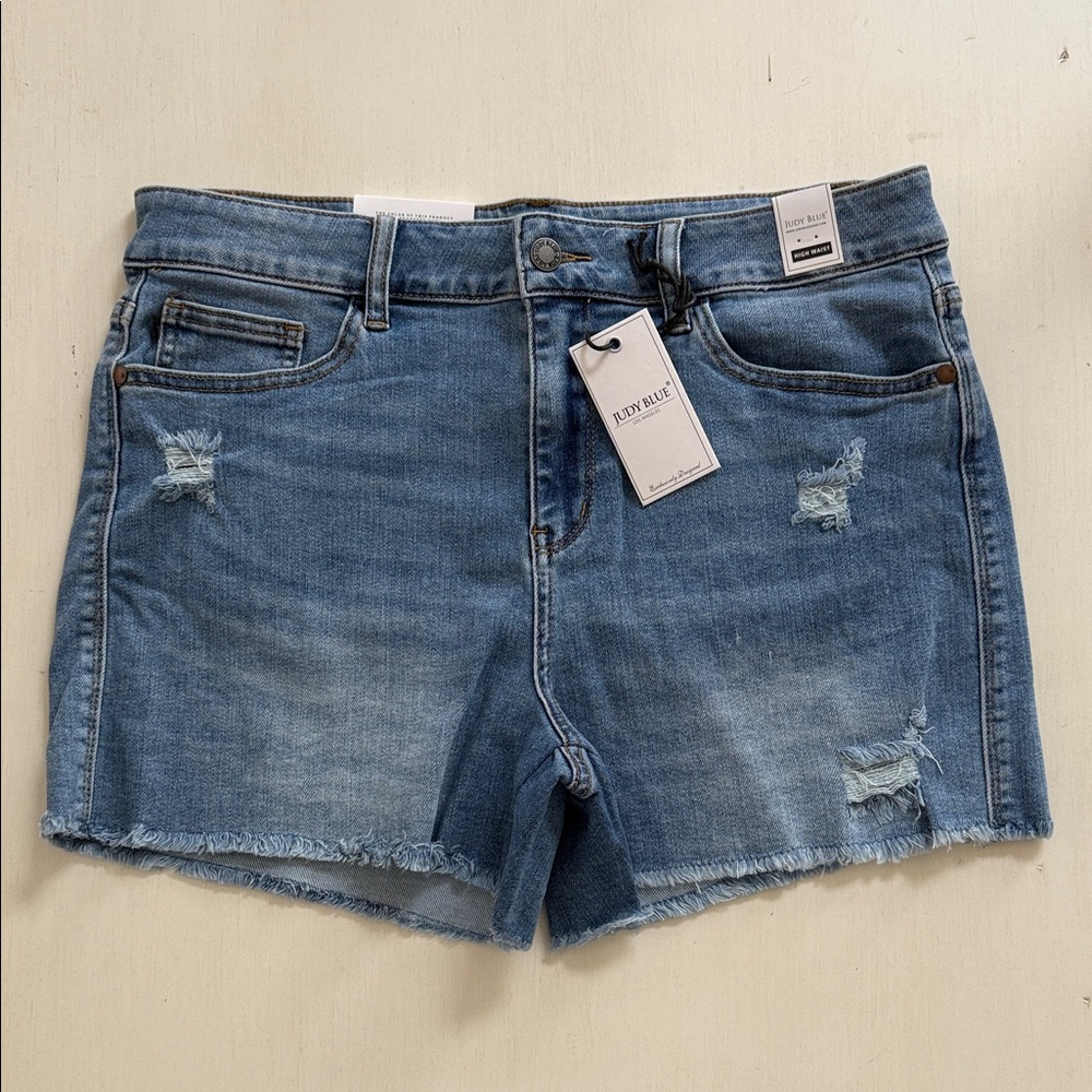 Judy Blue Women's Distressed Denim Shorts - Light Blue